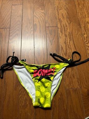 Bomb! Neon Yellow Polka Dot Tie-Side Bikini Bottom